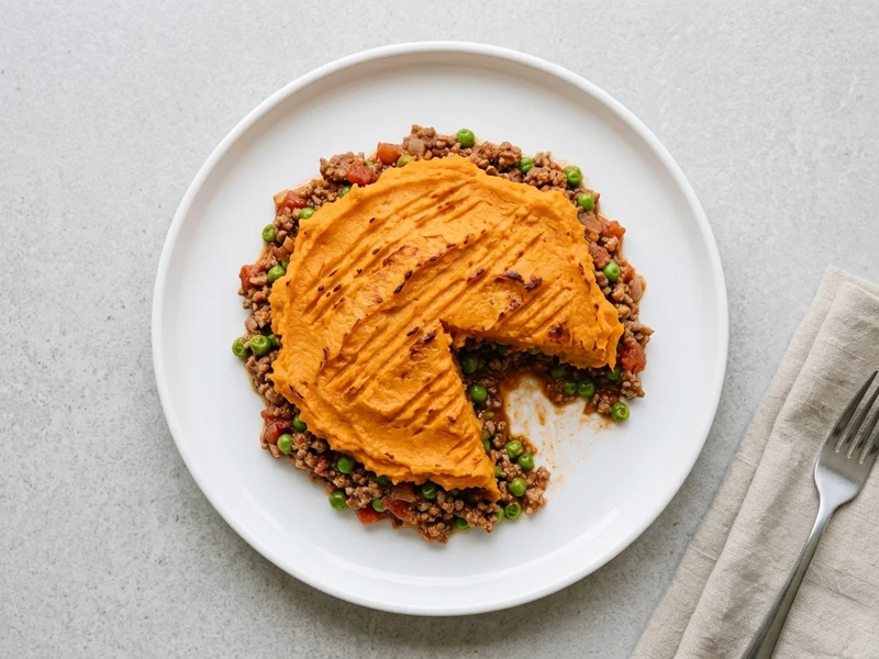 High Protein Farmers Shepherd's Pie with Sweet Potato Mash — 43g protein chef-made ready meal delivered by Foober