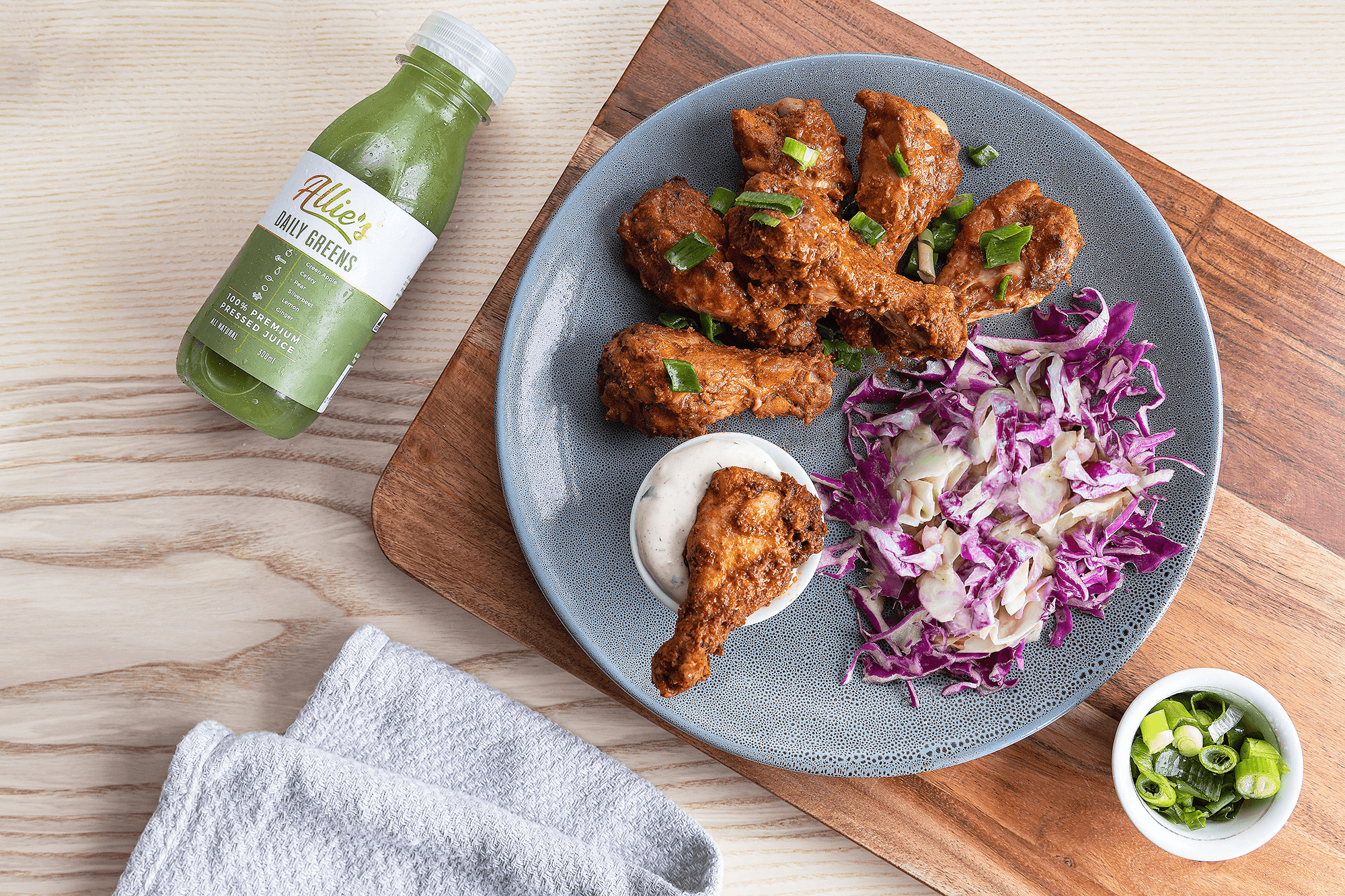 Buffalo Chicken Wings with Summer Slaw and Ranch Dipping Sauce — 34g protein chef-made ready meal delivered by Foober