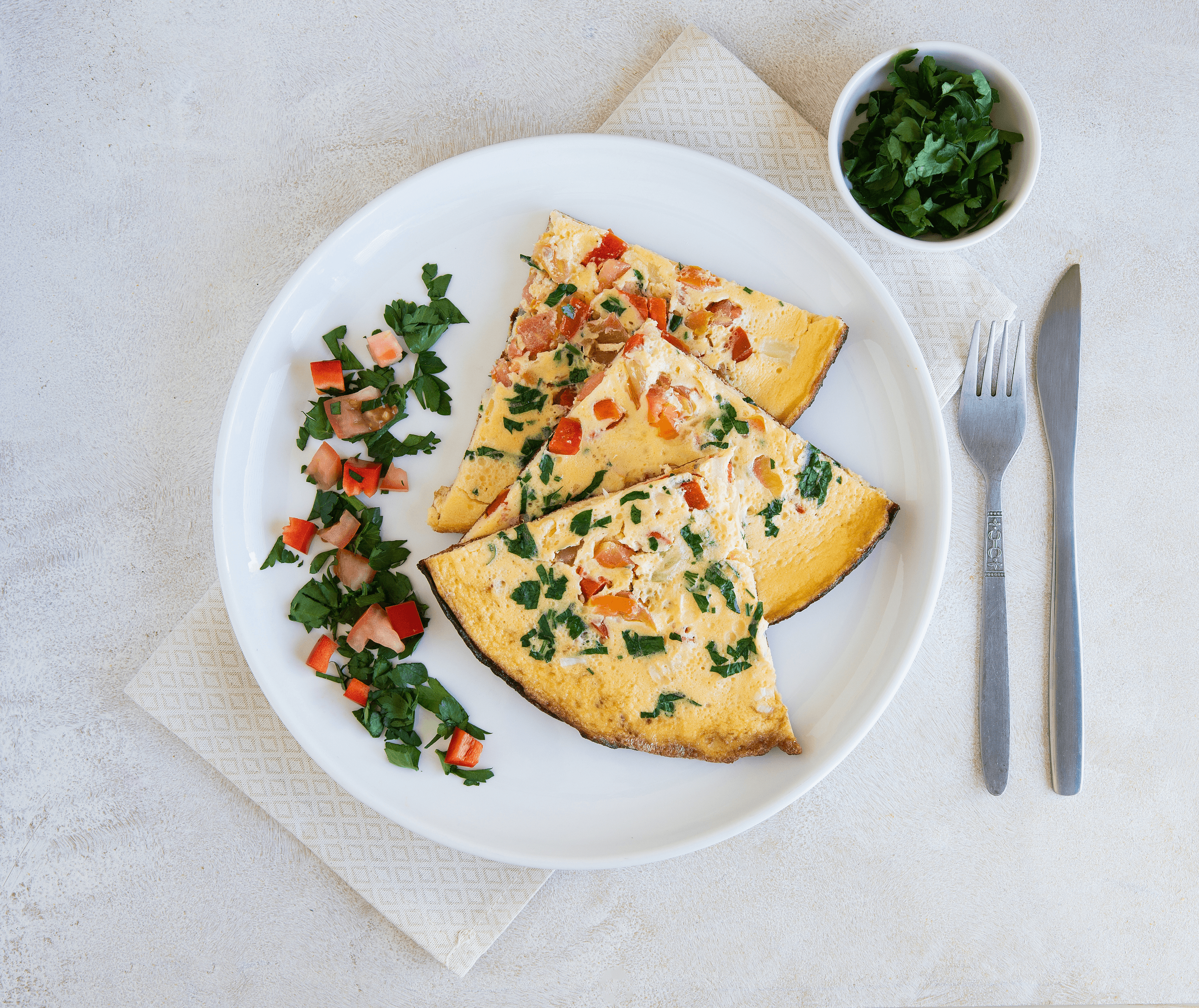 Cheese and Vegetable Morning Omelette — 26g protein chef-made ready meal delivered by Foober