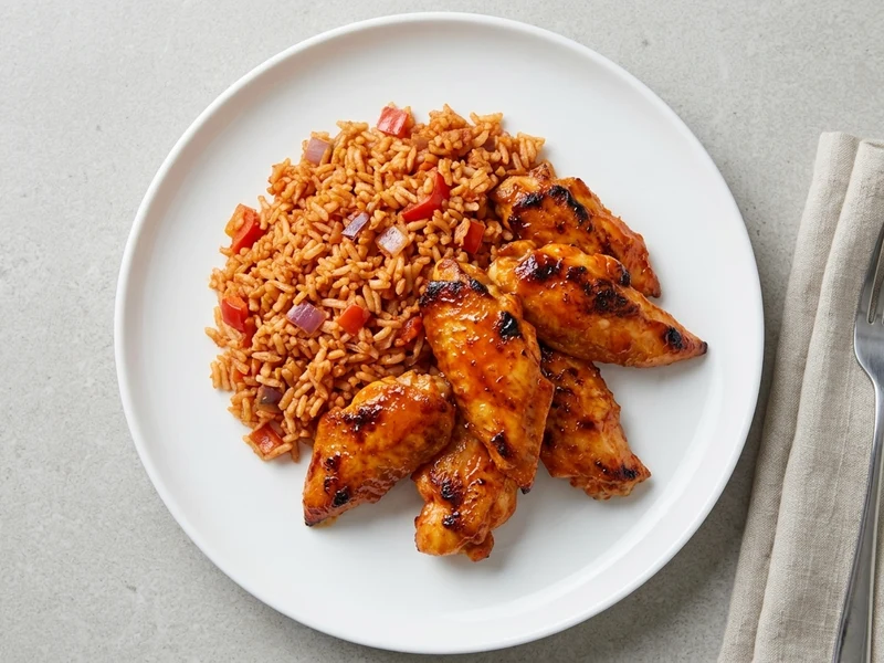 Buffalo Chicken Ribs with Spanish Rice — 43g protein chef-made ready meal delivered by Foober