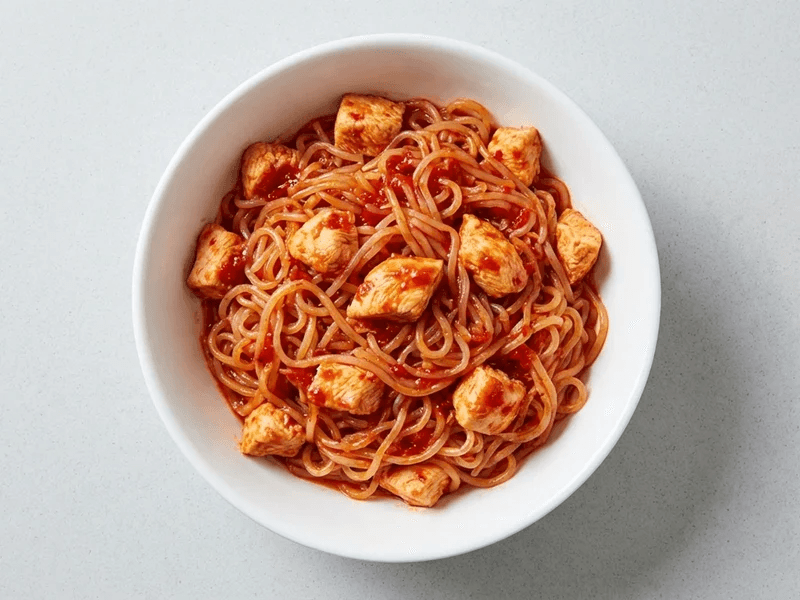 Keto Sriracha Chilli Chicken Noodles — 27g protein chef-made ready meal delivered by Foober