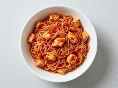 Keto Sriracha Chilli Chicken Noodles — 27g protein chef-made ready meal delivered by Foober